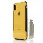 Wholesale Apple iPhone X (Ten) Clear Armor Shell Hybrid Case (Gold)